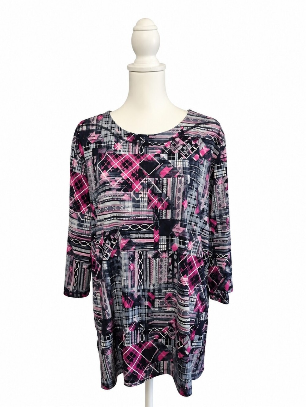 N Touch  Pink and Blue Geometric Long Sleeve Top